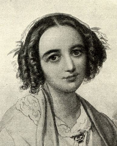 Fanny Mendelssohn, Felix's sister and a composer in her own right. Portrait by her husband Wilhelm Hensel