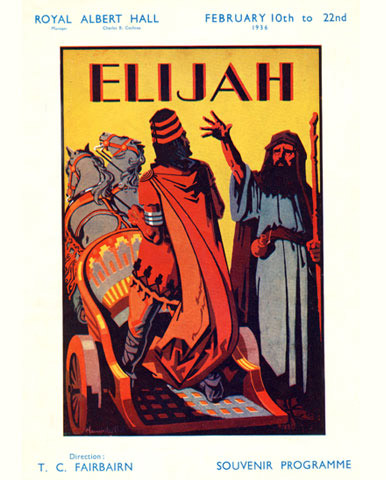 Poster for a dramatised pageant version of Mendelssohn's Elijah in the Royal Albert Hall in 1936