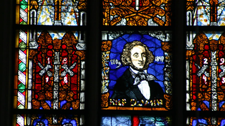Stained glass 'Mendelssohn' window in the Thomaskirche in Leipzig