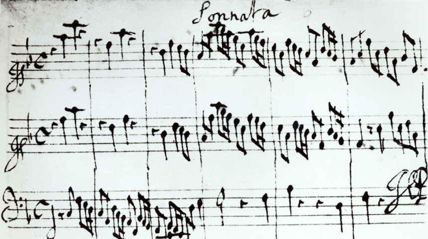 Extract from Purcell's Golden Sonata in his own hand