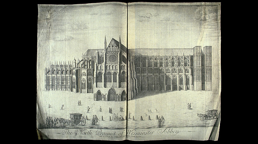 Westminster Abbey c.1689. Engraving by T Collins