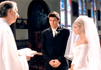 Angel and Buffy get married. How come Angel can walk on blessed ground?