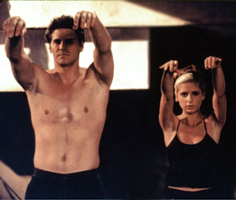 Buffy and Angel work up good sweat, in a non loose-your-soul way