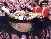 Queen Mother and Prince Charles meet the crowds