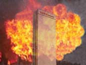 A tower in flames