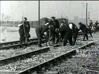 Rail maintenance gang at work
