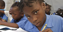 pupil at a temporary school copyright unicef
