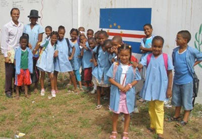 Pupils from Porto Praia Primary School in Cape Verde